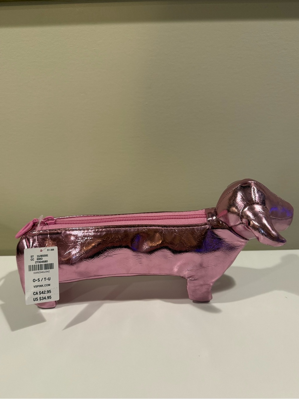 PINK Victoria’s Secret shiny pink dog makeup bag